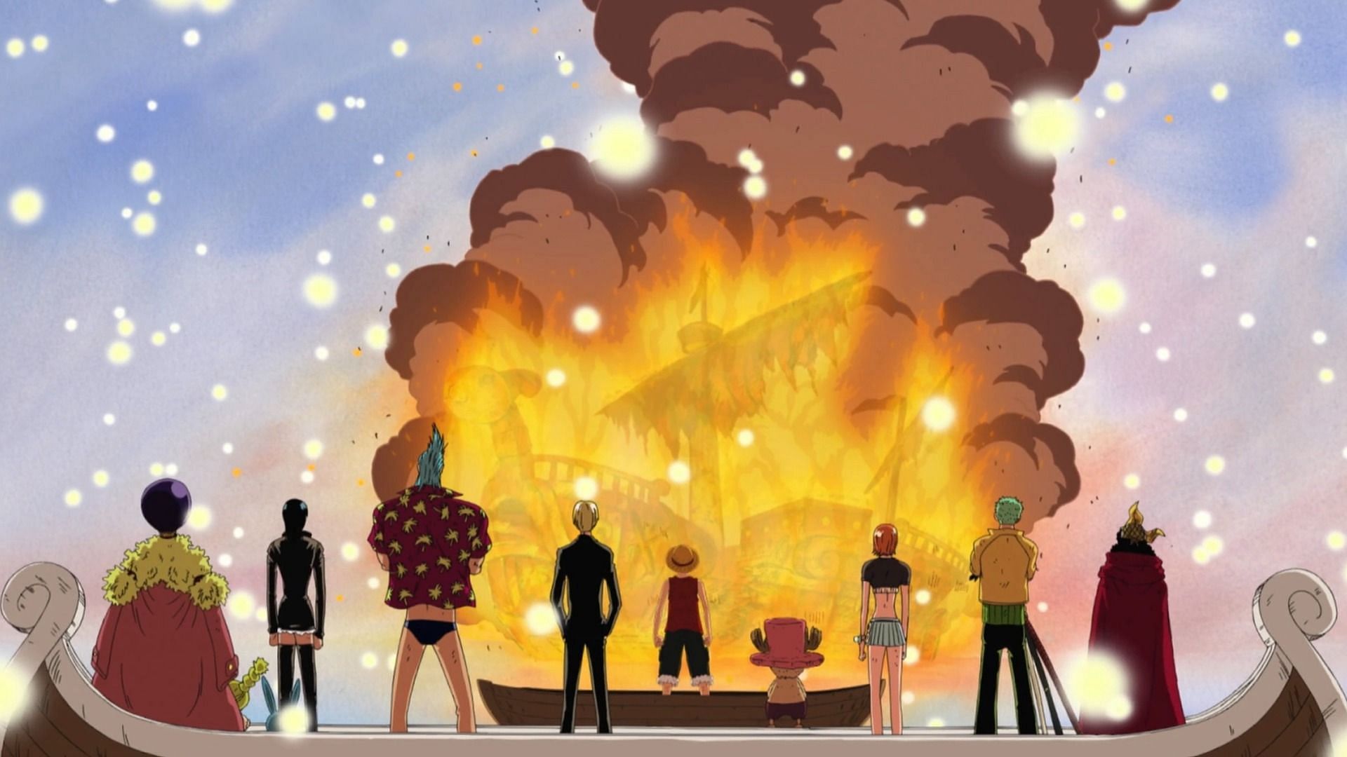 Going Merry’s farewell as seen in anime (Image via Toei Animation)